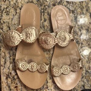 Jack Rogers Platinum Sandals with Whipstitch Detailing 9.5